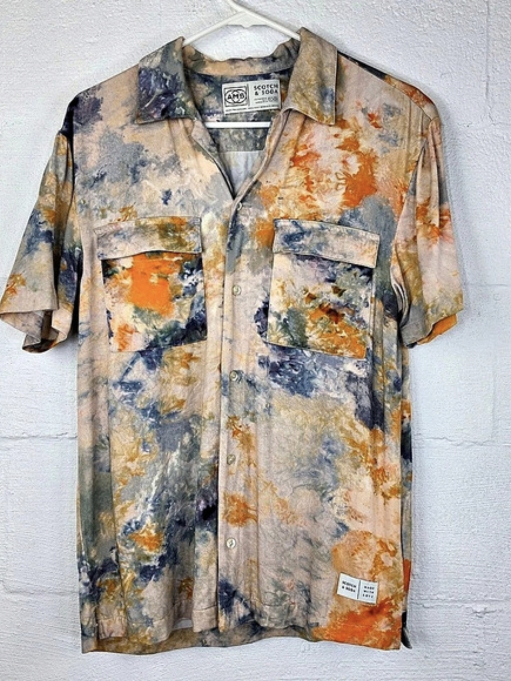 Scotch & Soda Men's Abstract Short Sleeve Button Down Shirt